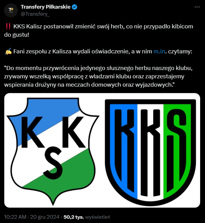 Tak wygląda NOWY HERB klubu KKS Kalisz O.o